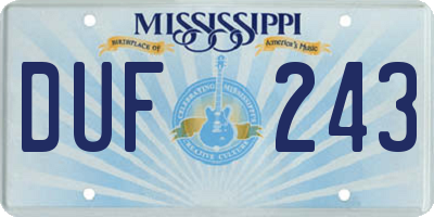 MS license plate DUF243