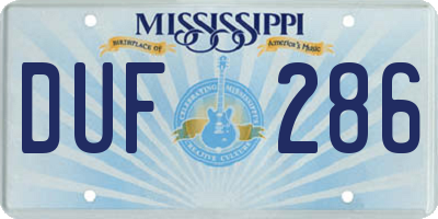 MS license plate DUF286
