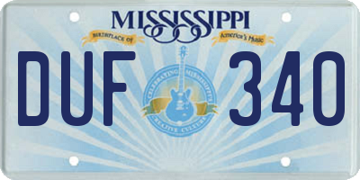 MS license plate DUF340