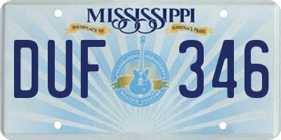 MS license plate DUF346