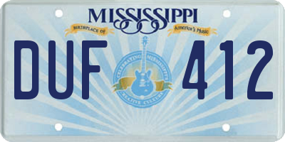 MS license plate DUF412