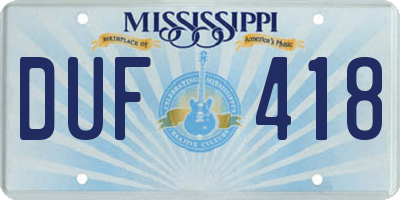 MS license plate DUF418