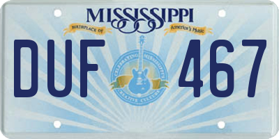 MS license plate DUF467