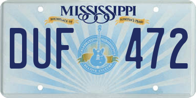 MS license plate DUF472