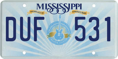 MS license plate DUF531