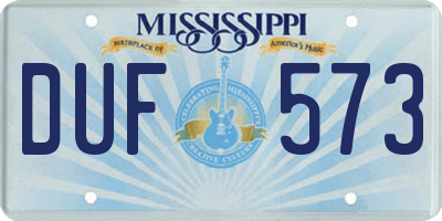 MS license plate DUF573