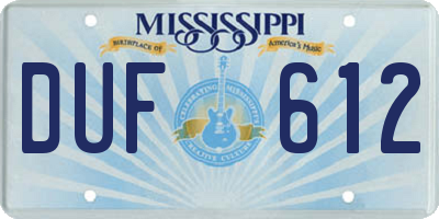 MS license plate DUF612