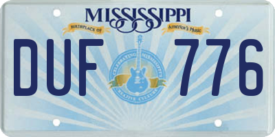 MS license plate DUF776