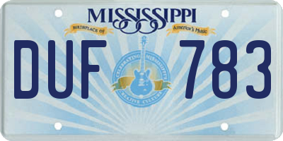 MS license plate DUF783