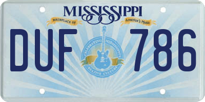 MS license plate DUF786