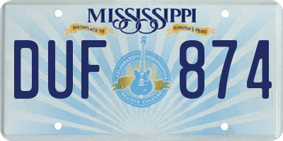 MS license plate DUF874