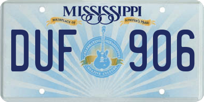 MS license plate DUF906