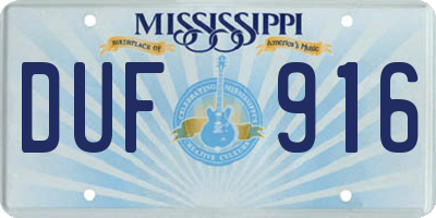 MS license plate DUF916