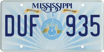 MS license plate DUF935