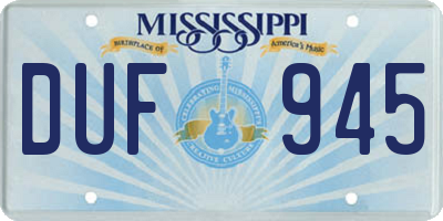 MS license plate DUF945
