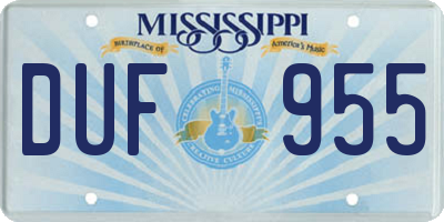 MS license plate DUF955