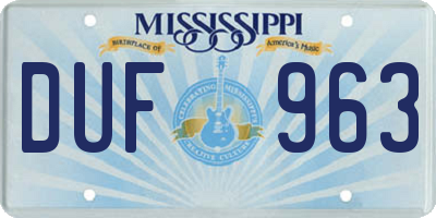 MS license plate DUF963