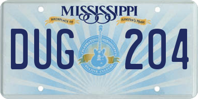 MS license plate DUG204