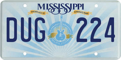 MS license plate DUG224