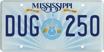 MS license plate DUG250