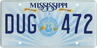 MS license plate DUG472