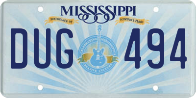 MS license plate DUG494