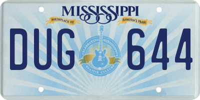 MS license plate DUG644