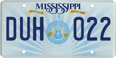 MS license plate DUH022