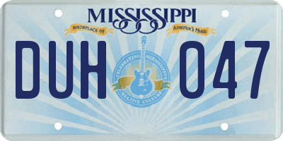 MS license plate DUH047