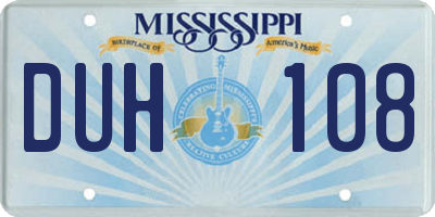 MS license plate DUH108
