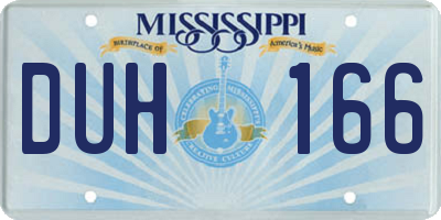 MS license plate DUH166