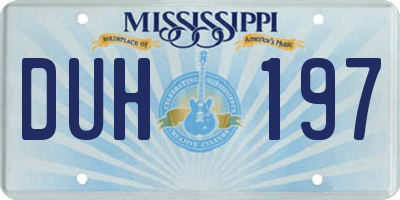 MS license plate DUH197