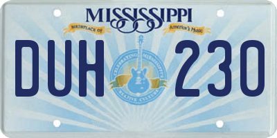 MS license plate DUH230