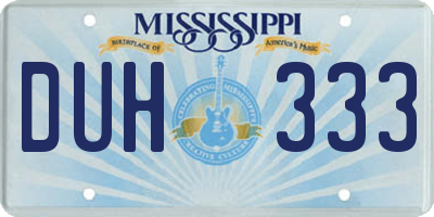 MS license plate DUH333