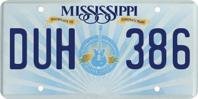MS license plate DUH386