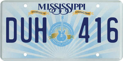 MS license plate DUH416