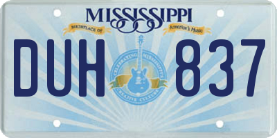 MS license plate DUH837