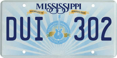 MS license plate DUI302