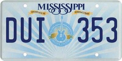 MS license plate DUI353