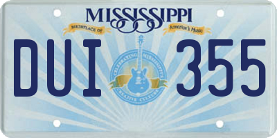 MS license plate DUI355