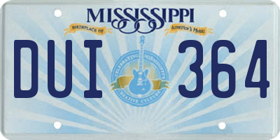 MS license plate DUI364