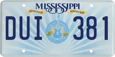 MS license plate DUI381