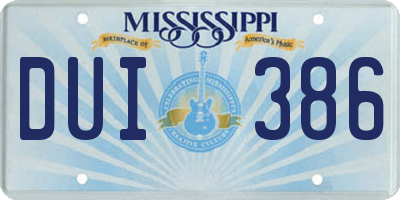 MS license plate DUI386