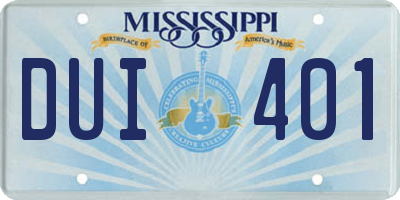 MS license plate DUI401