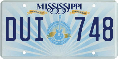 MS license plate DUI748