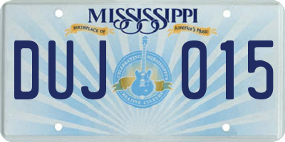 MS license plate DUJ015