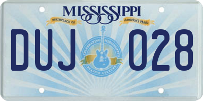 MS license plate DUJ028
