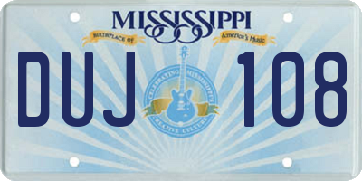 MS license plate DUJ108