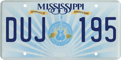 MS license plate DUJ195