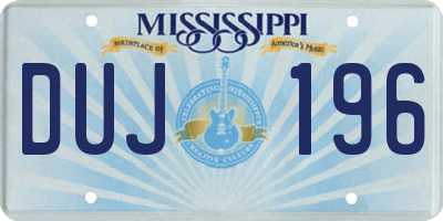 MS license plate DUJ196